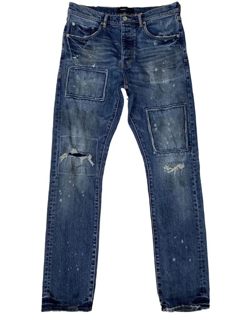PURPLE BRAND Gerade P005 Jeans im Distressed-Look - Blau Blau