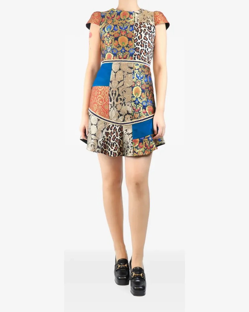 Alice + Olivia jacquard-patchwork mini dress - Blau Blau