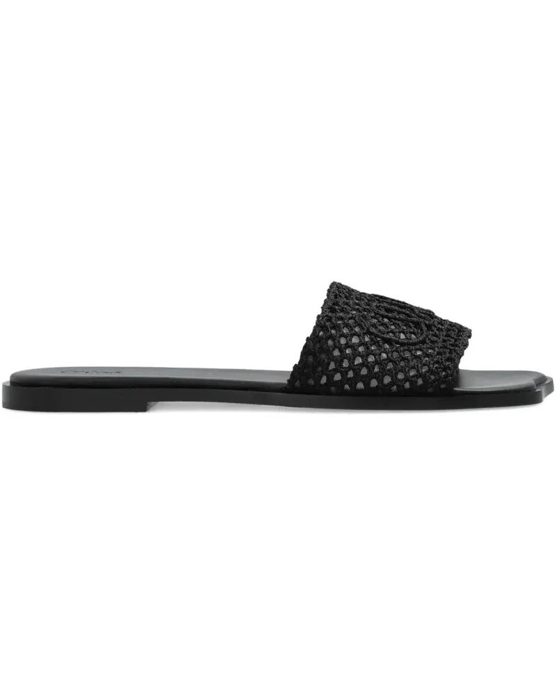 Chloé Flache Sandalen mit Häkeleffekt - Schwarz Schwarz
