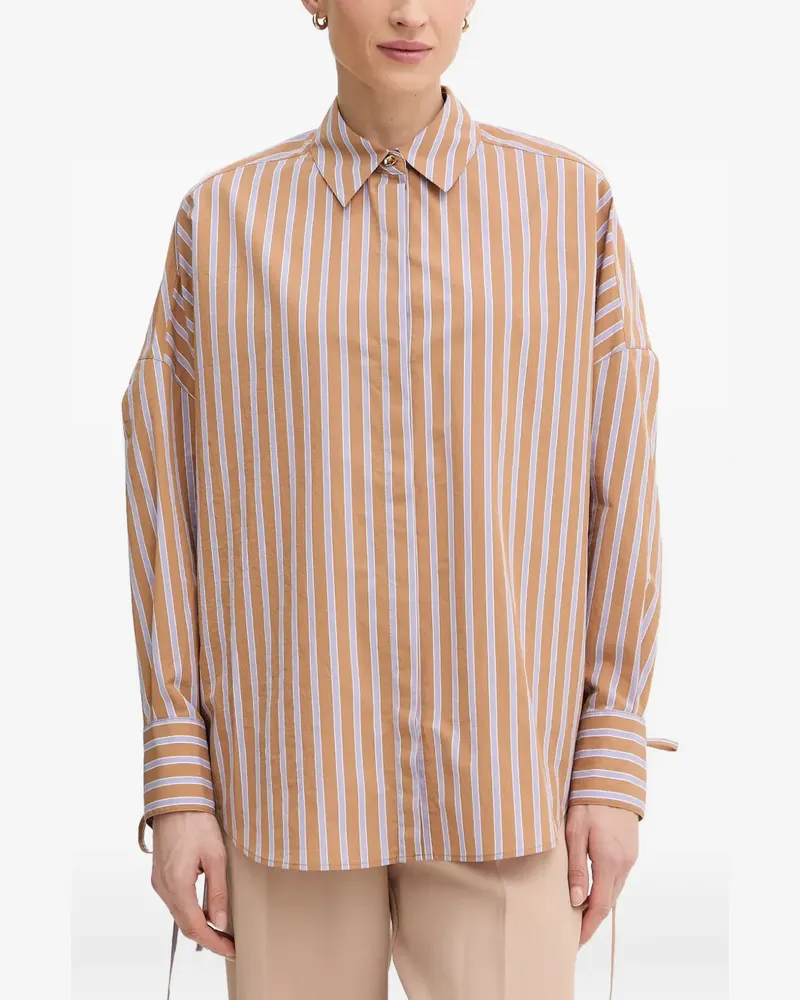Sessùn Gestreiftes Armando Hemd mit Bindebündchen - Orange Orange