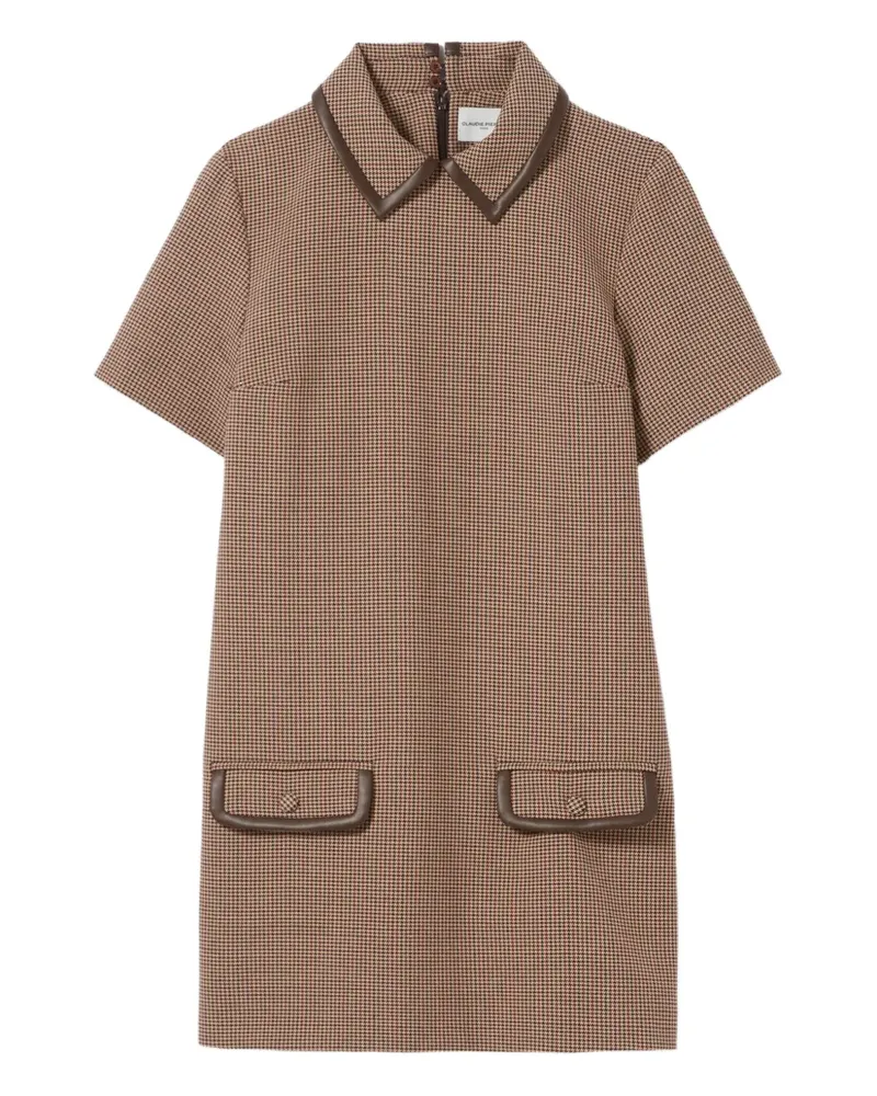 Claudie Pierlot Kleid mit Hahnentrittmuster - Nude Nude
