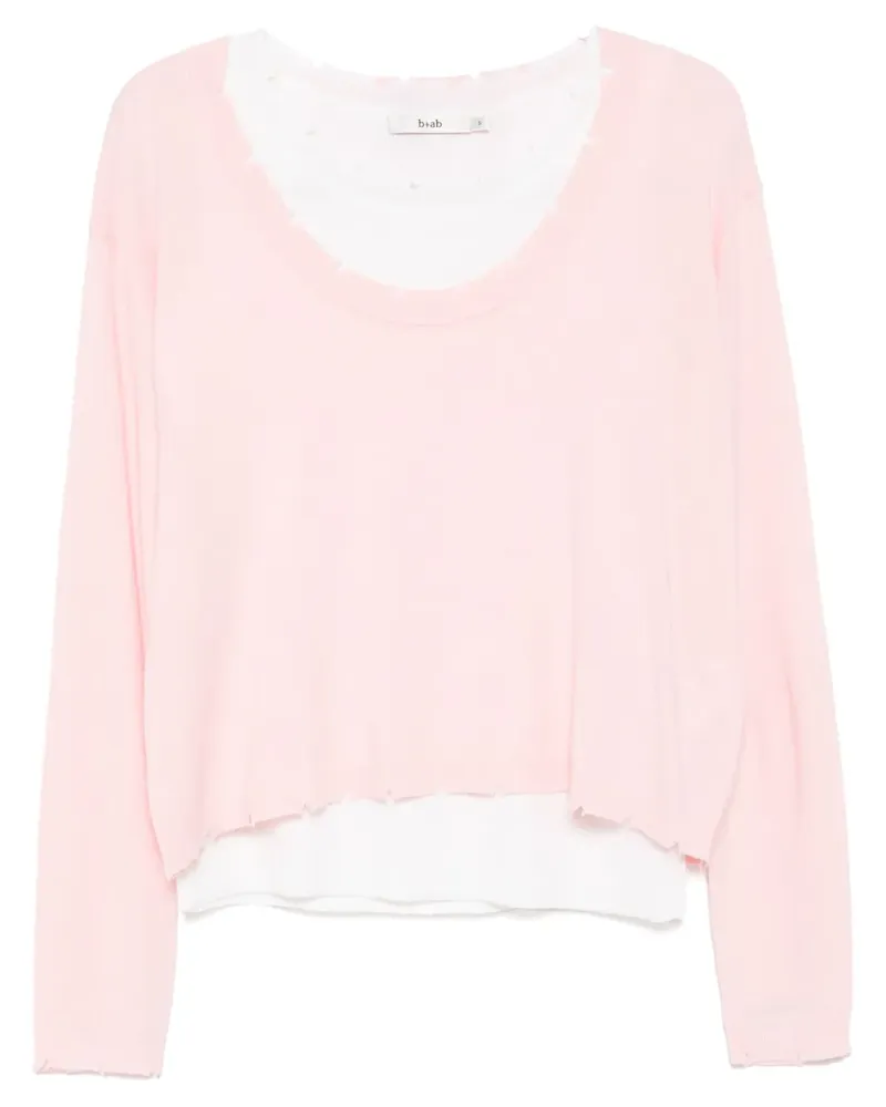 b+ab Strickoberteil im Layering-Look mit ungesäumten Kanten - Rosa Rosa
