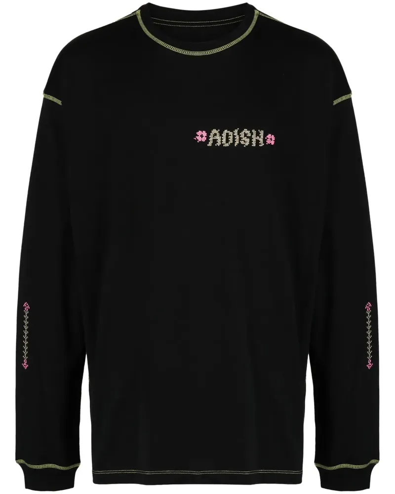 ADISH Tatreez T-Shirt mit Logo-Stickerei - Schwarz Schwarz