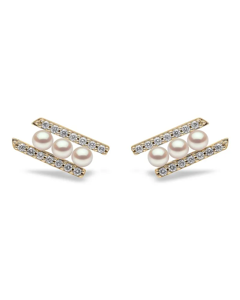 YOKO London 18kt Sleek Gelbgoldohrringe Akoya-Perlen und Diamanten Gold
