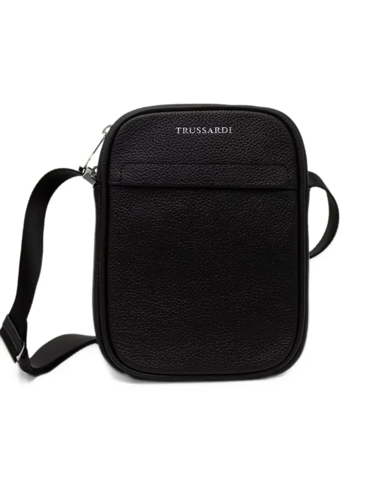 Trussardi small Office logo-lettering cross body bag - Schwarz Schwarz