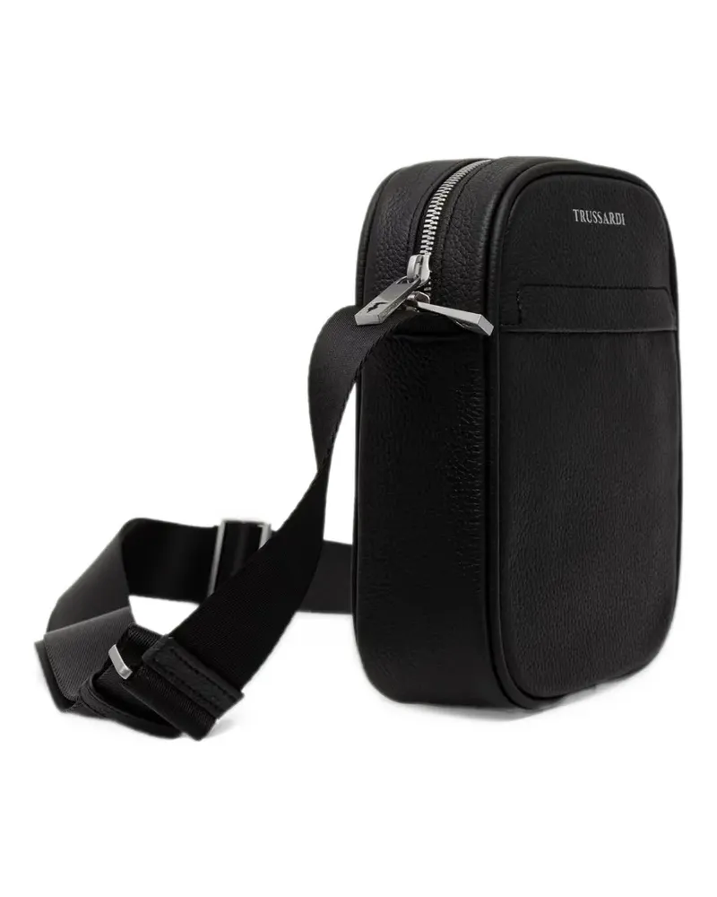 Trussardi small Office logo-lettering cross body bag - Schwarz Schwarz