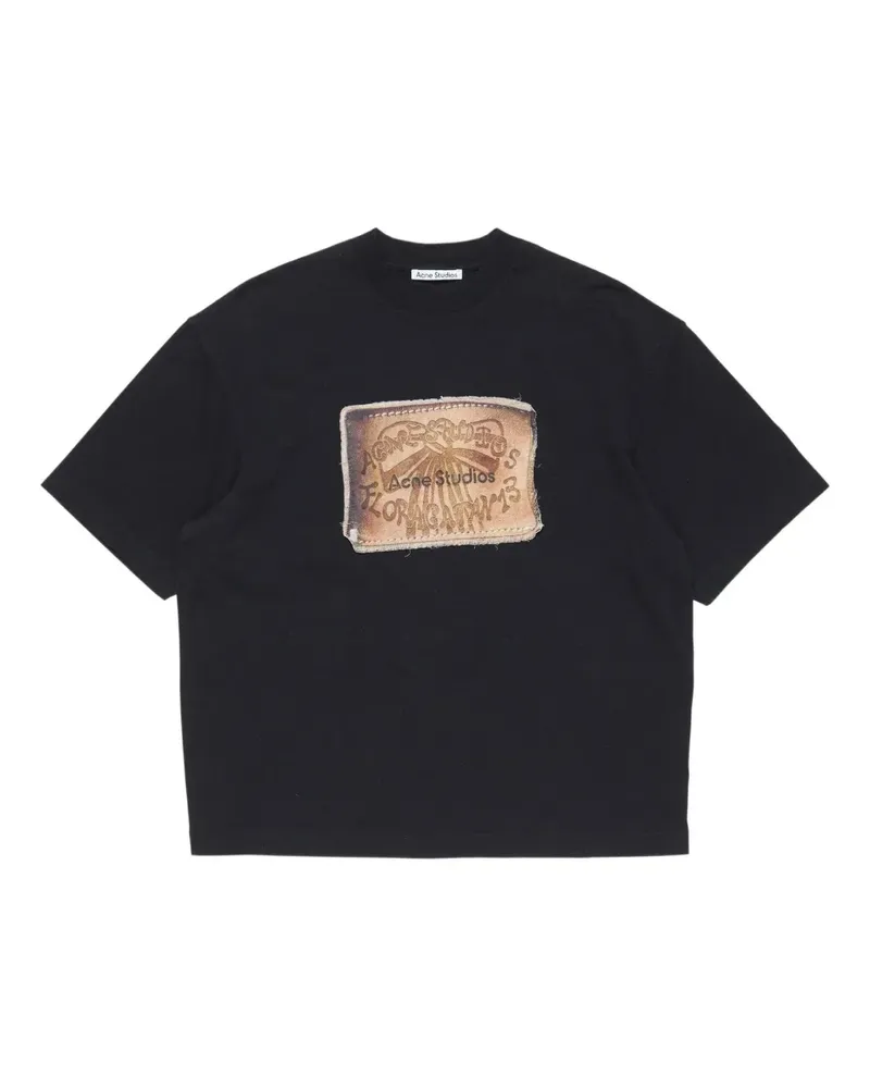 Acne Studios T-Shirt aus Bio-Baumwolle mit grafischem Detail - Schwarz Schwarz