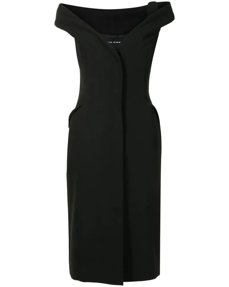 Gloria Coelho Schulterfreies Midikleid - Schwarz Schwarz