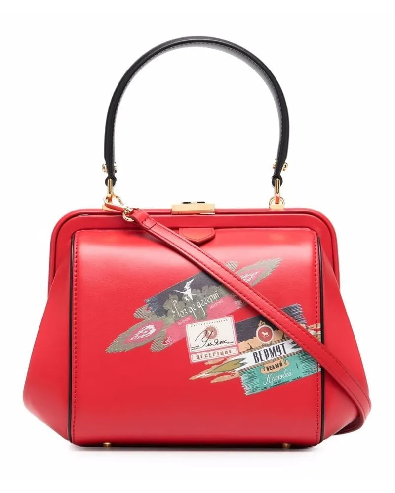 Ulyana Sergeenko Handtasche mit grafischem Print Rot