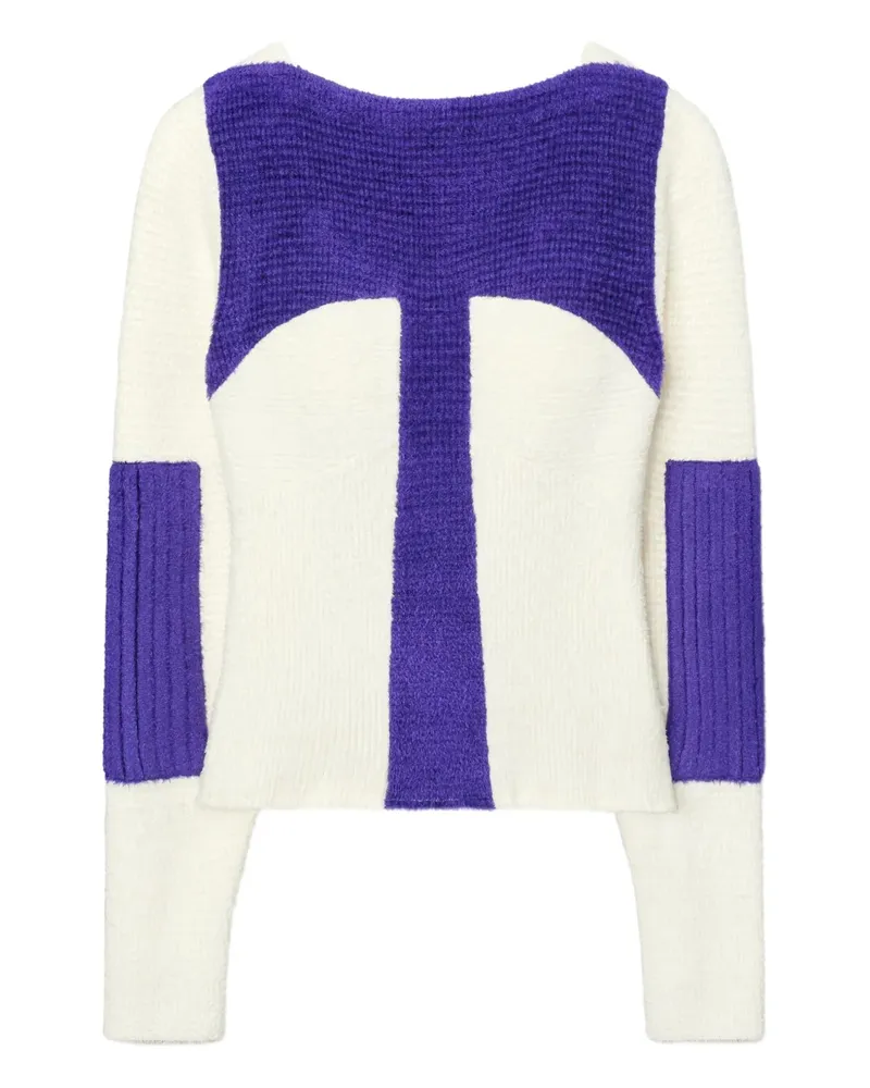 Tory Burch Gerippter Pullover in Colour-Block-Optik - Nude Nude