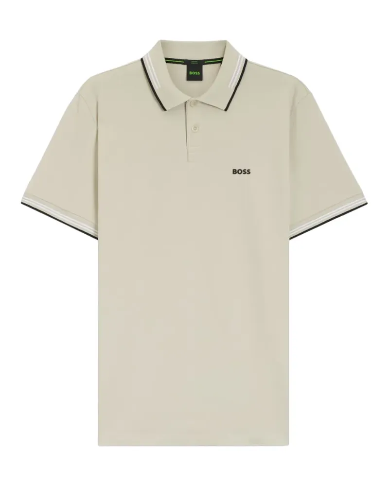 HUGO BOSS Schmales Poloshirt aus Baumwollstretch mit Logo. - Nude Nude