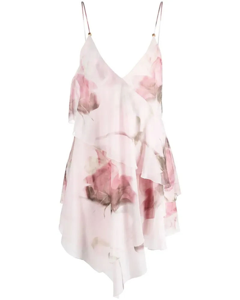 Blumarine Minikleid mit Rosen-Print - Rosa Rosa