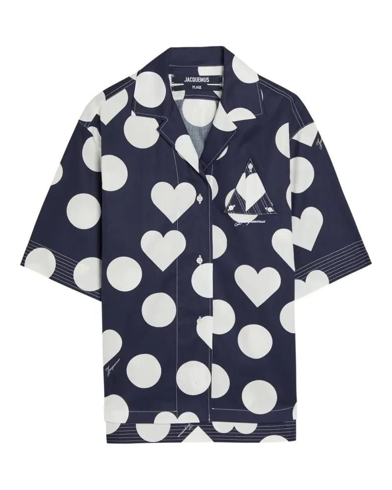 Jacquemus Marin heart-print polka-dot shirt - Blau Blau