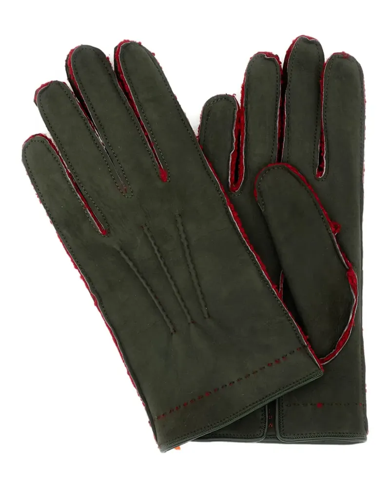 Mario Portolano Handschuhe mit Ziernähten - Grün Grün