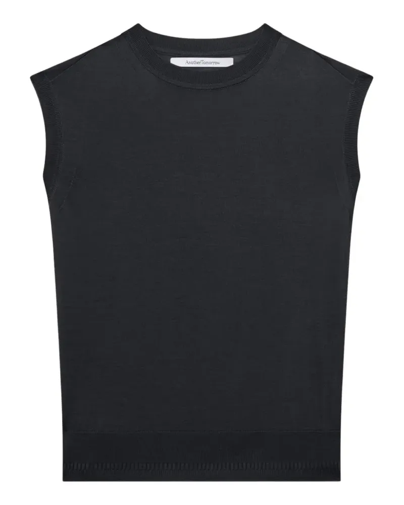 Another Tomorrow wool sleeveless top - Schwarz Schwarz