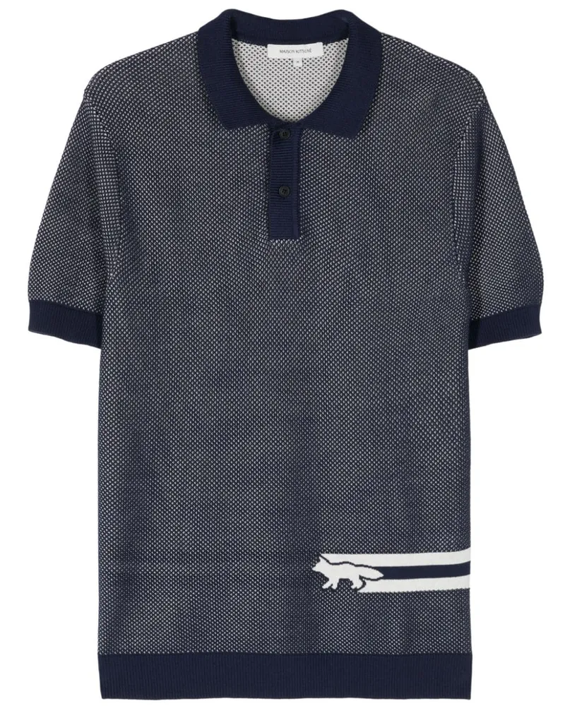 Kitsuné Poloshirt mit Fox-Motiv - Blau Blau
