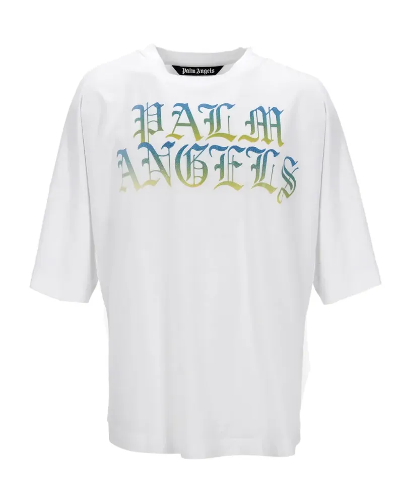 Palm Angels Oversized-T-Shirt mit Gothic-Logo - Weiß Weiß