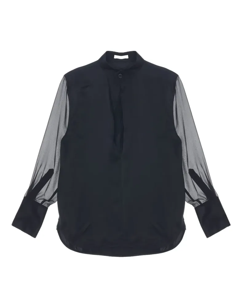 Helmut Lang Seidenhemd mit semi-transparenten Einsätzen - Schwarz Schwarz