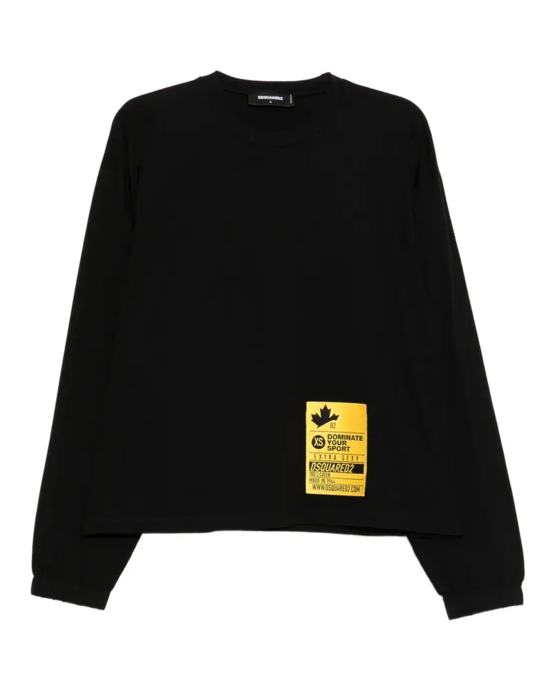 Dsquared2 Langarmshirt mit Logo-Patch - Schwarz Schwarz