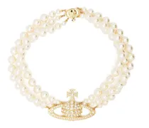 Choker mit Kunstperlen - Weiß