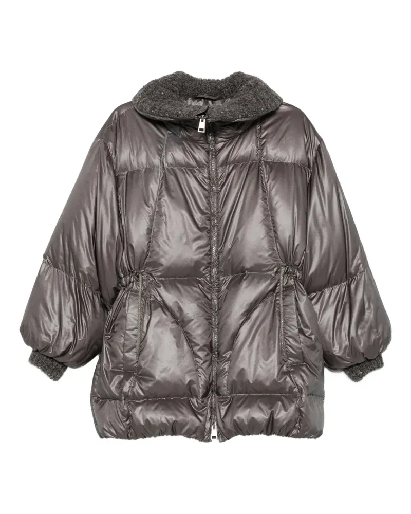 PANICALE Cashmere Gesteppte Jacke mit Kordelzug - Grau Grau