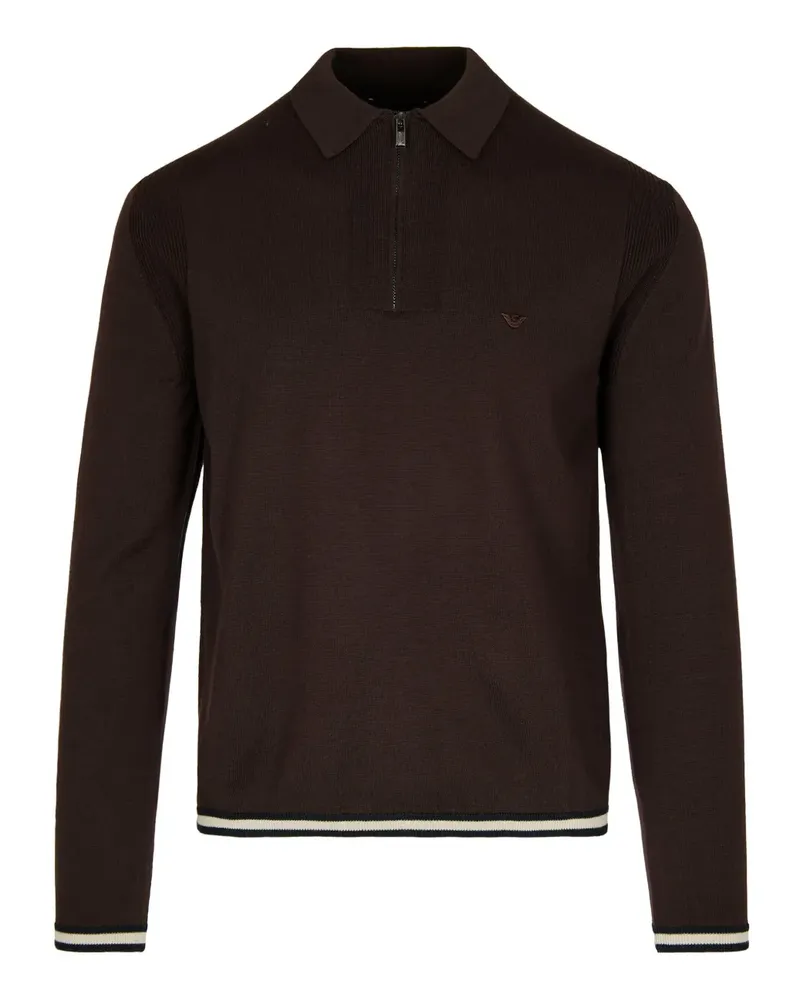 Emporio Armani Poloshirt mit kurzem Reißverschluss - Braun Braun