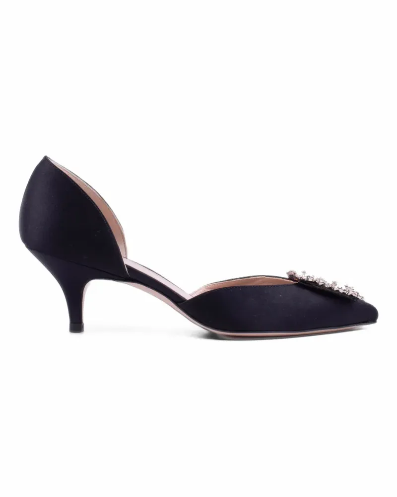 Stuart Weitzman Satinpumps mit Schmucksteinen - Schwarz Schwarz