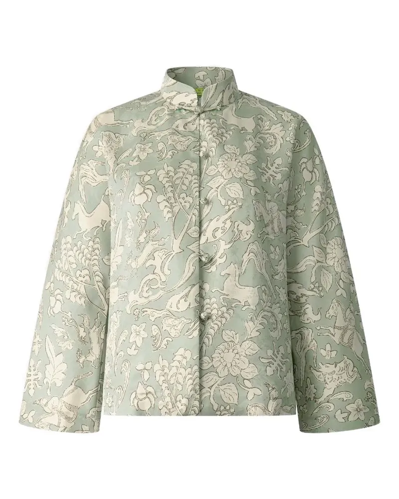 Shanghai Tang Bluse mit Stehkragen - Grün Grün