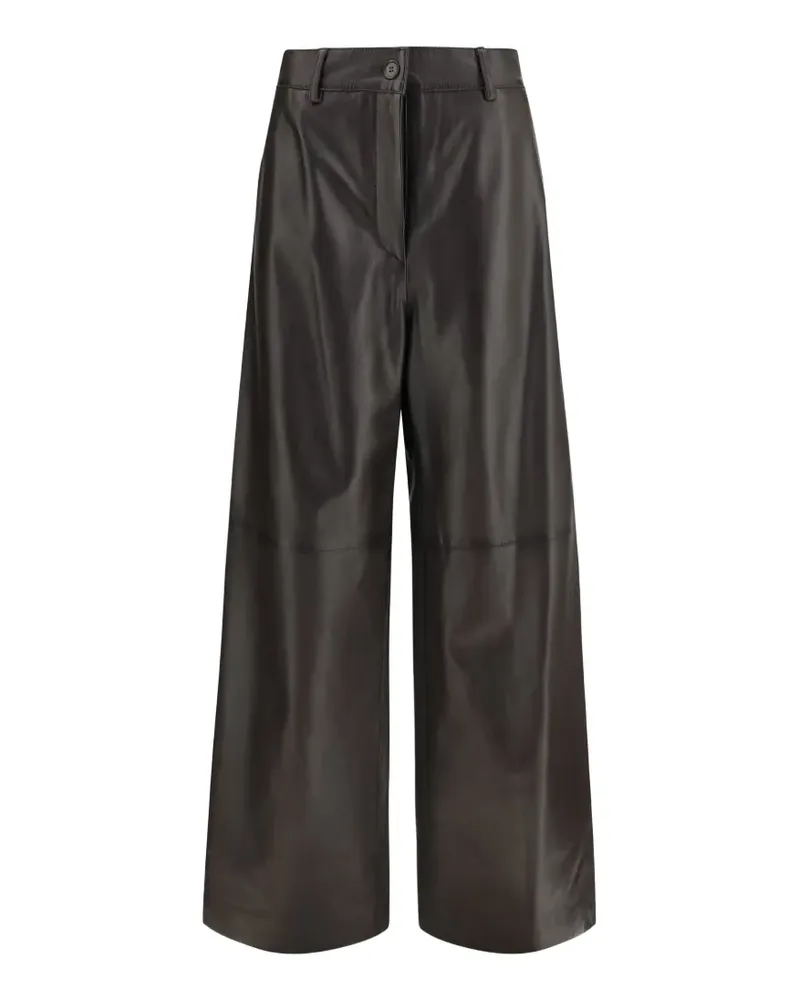P.A.R.O.S.H. P.A.R.O H. Lederhose mit weitem Bein - Braun Braun