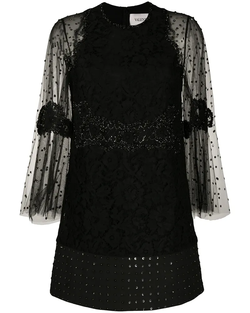 Valentino Garavani Kleid mit floraler Spitze - Schwarz Schwarz