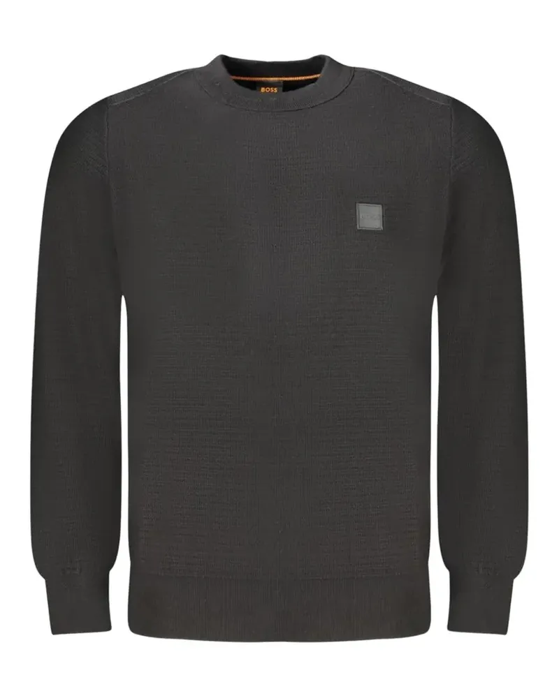 HUGO BOSS logo-patch waffle-knit sweater - Grau Grau
