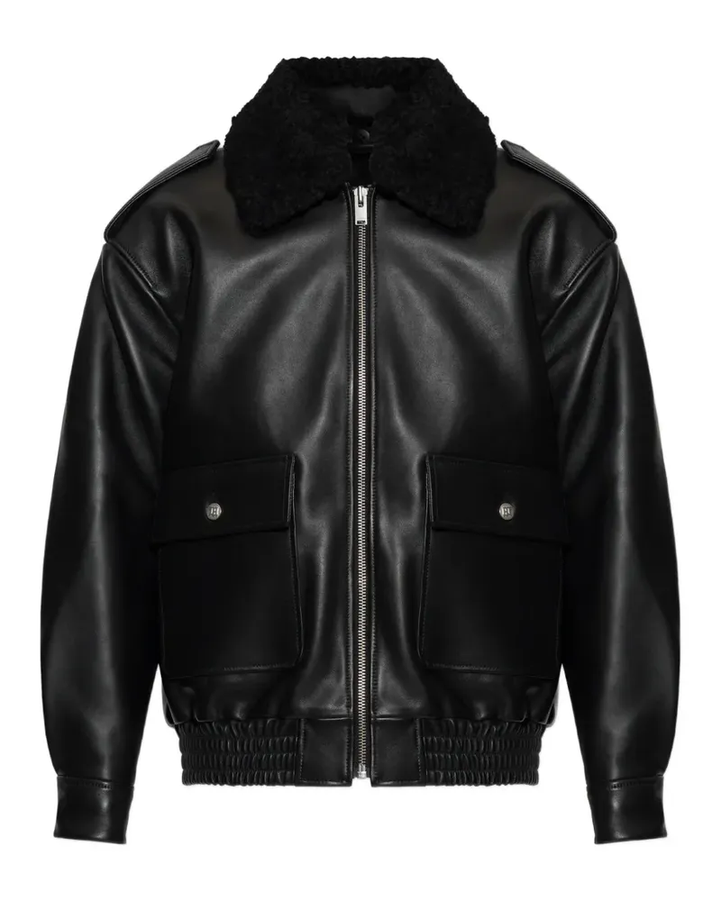 MISBHV Lederjacke mit Shearling-Kragen - Schwarz Schwarz