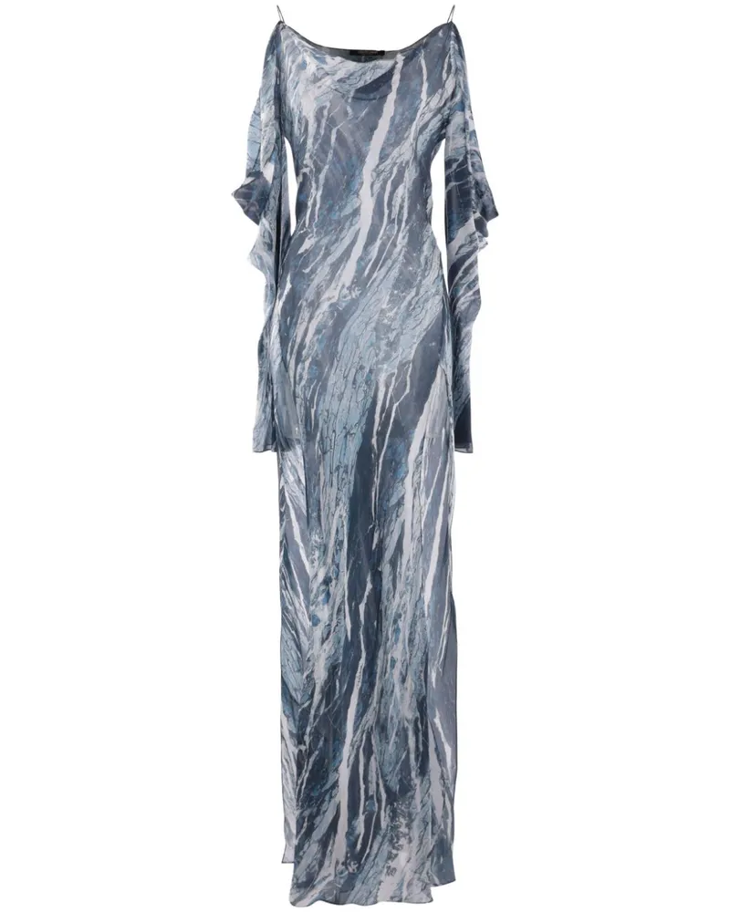 Roberto Cavalli Kleid mit Marmormuster - Blau Blau