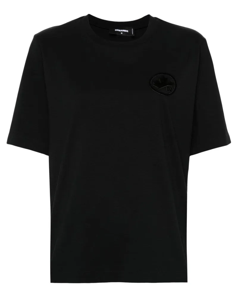 Dsquared2 T-Shirt mit geflocktem Logo - Schwarz Schwarz
