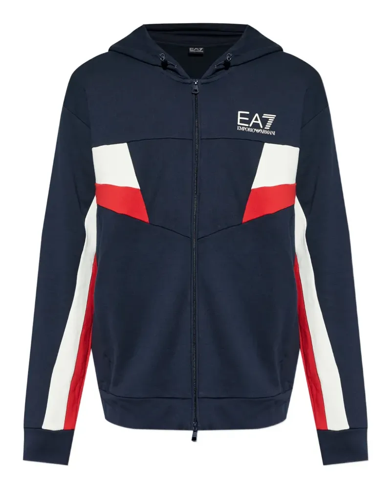 EA7 logo-print hoodie - Blau Blau