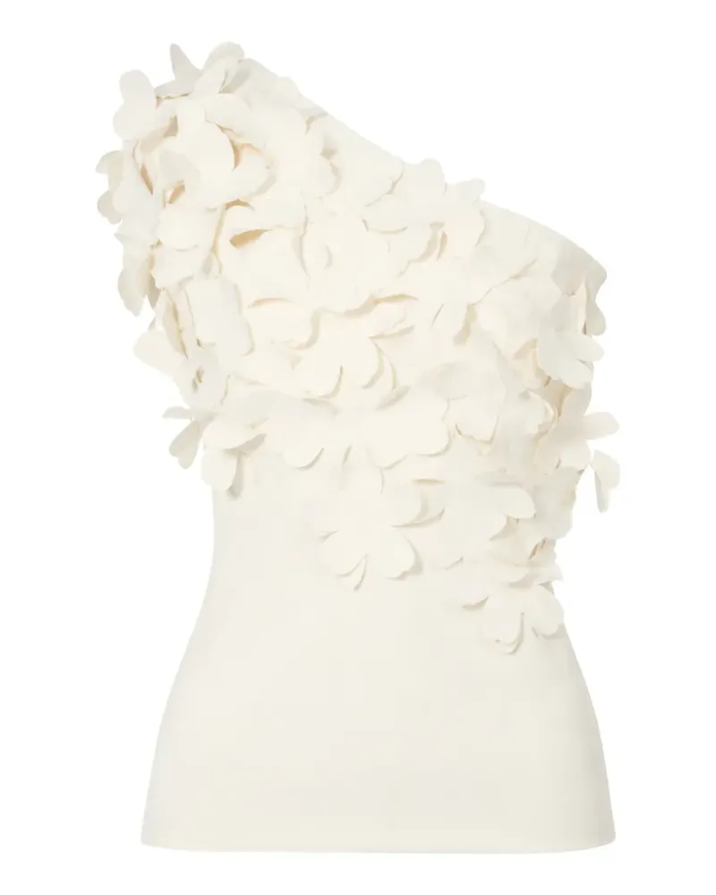 Liviana Conti Henriette One-Shoulder-Top mit Blumenapplikation - Weiß Weiß