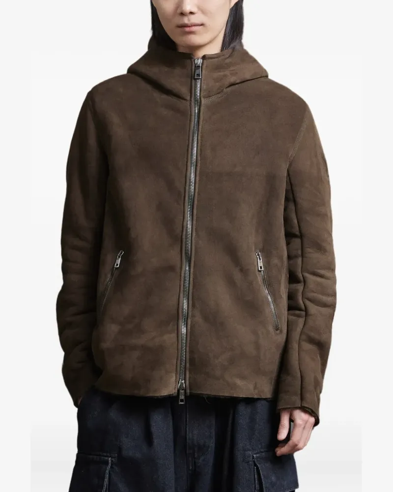 Giorgio Brato Shearling-Jacke mit Kapuze - Braun Braun