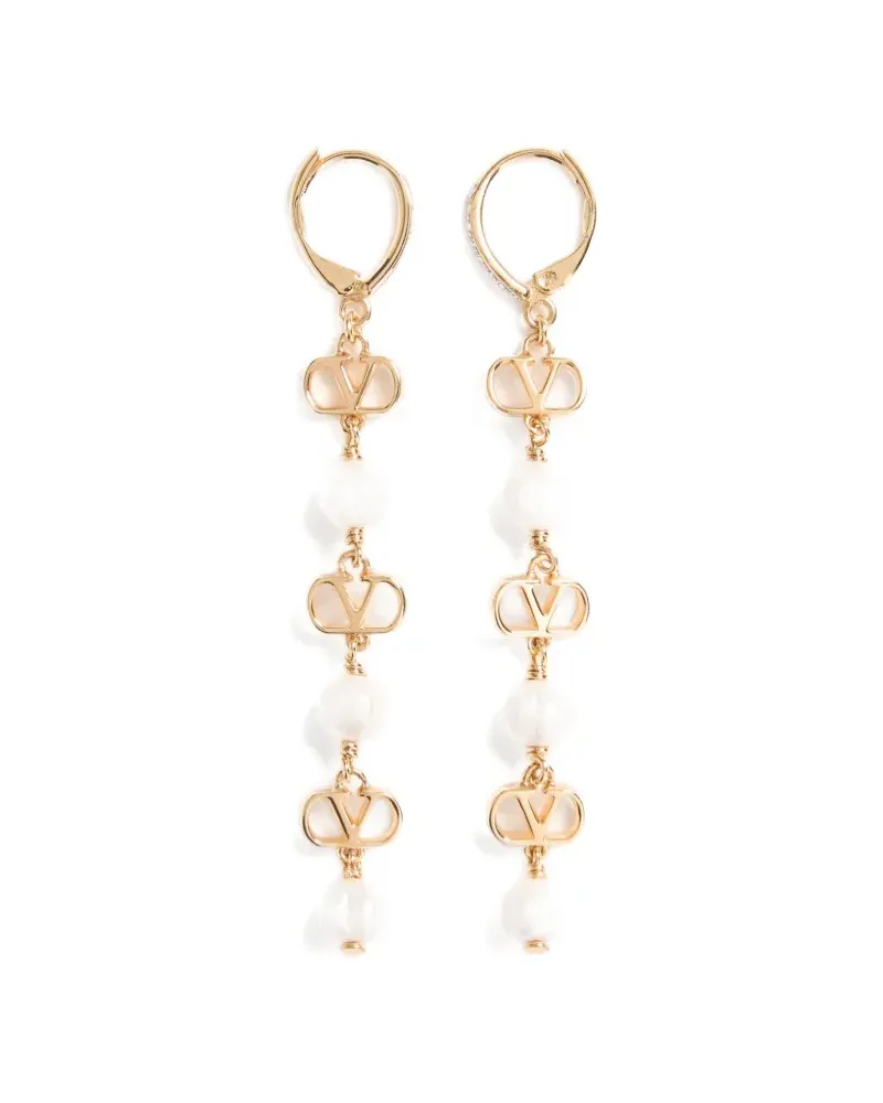 Valentino Garavani Vlogo Signature earrings in metal, glass beads, and Swarovski® crystals - Gold Gold