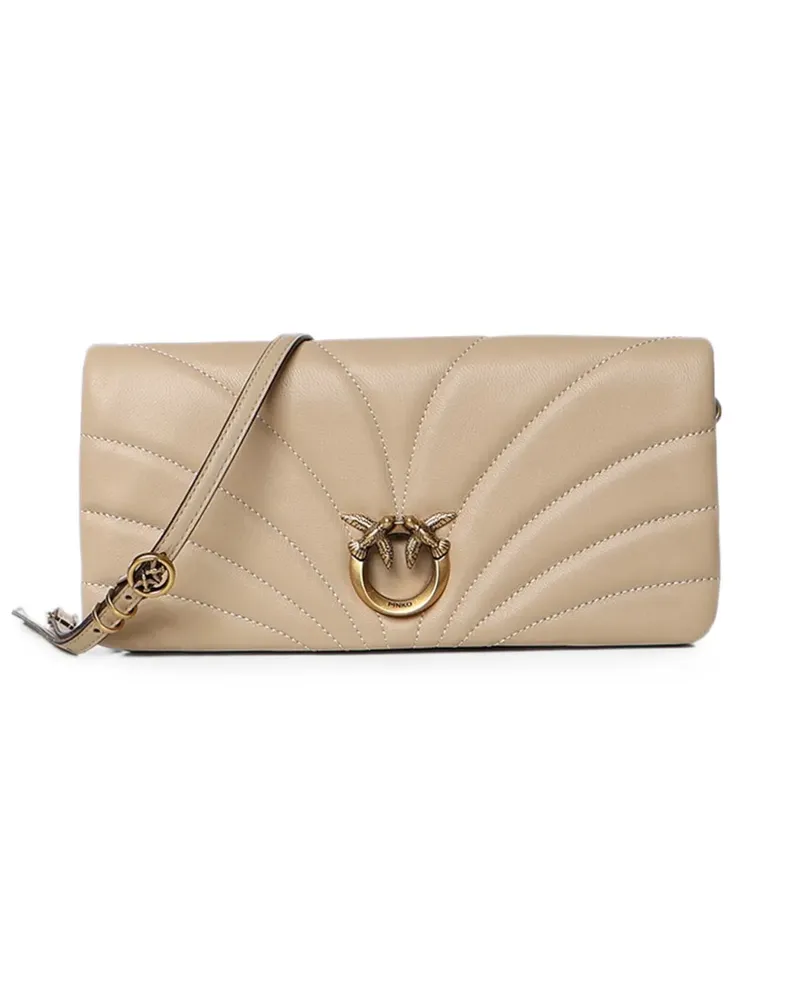 Pinko quilted Love Birds clutch bag - Nude Nude