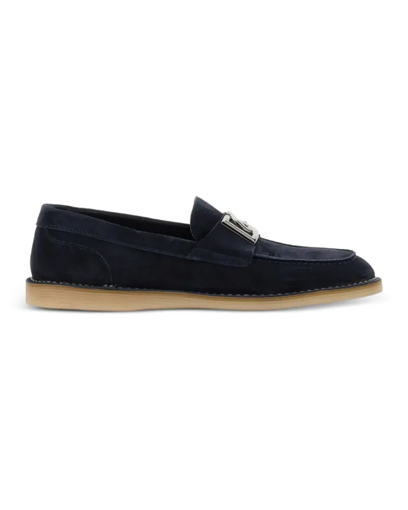 Dolce & Gabbana Loafer aus Wildleder mit DG-Logo - Blau Blau