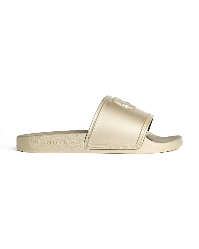 Karl Lagerfeld embossed logo slides - Gold Gold