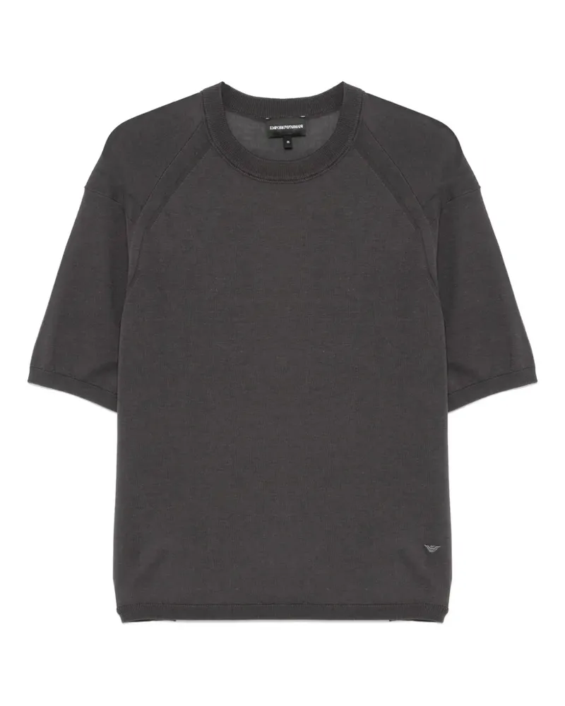Emporio Armani Fein gestricktes T-Shirt - Grau Grau