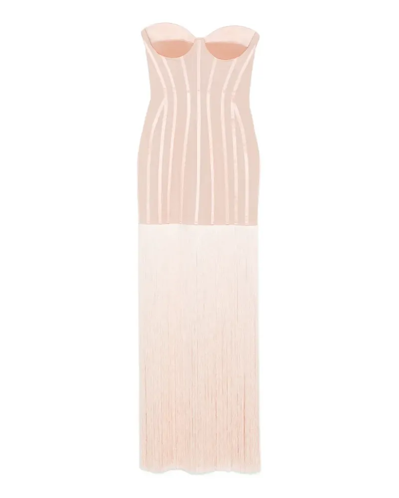 Elisabetta Franchi Corsage-Maxikleid mit Fransen - Nude Nude