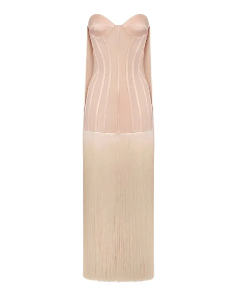 Elisabetta Franchi fringe-detail corset maxi dress - Nude Nude