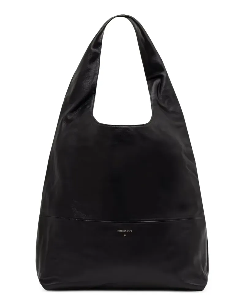 Patrizia Pepe Minimal Tote Bag aus Leder mit Logo-Print - Schwarz Schwarz