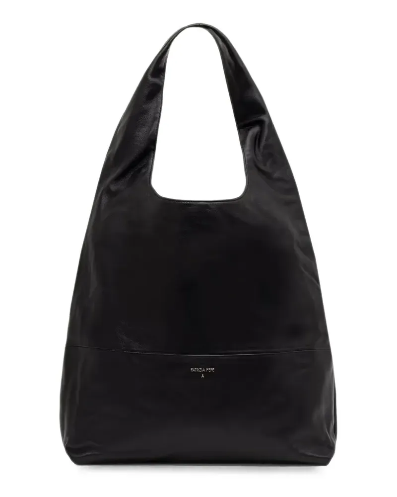 Patrizia Pepe Minimal Tote Bag aus Leder mit Logo-Print - Schwarz Schwarz