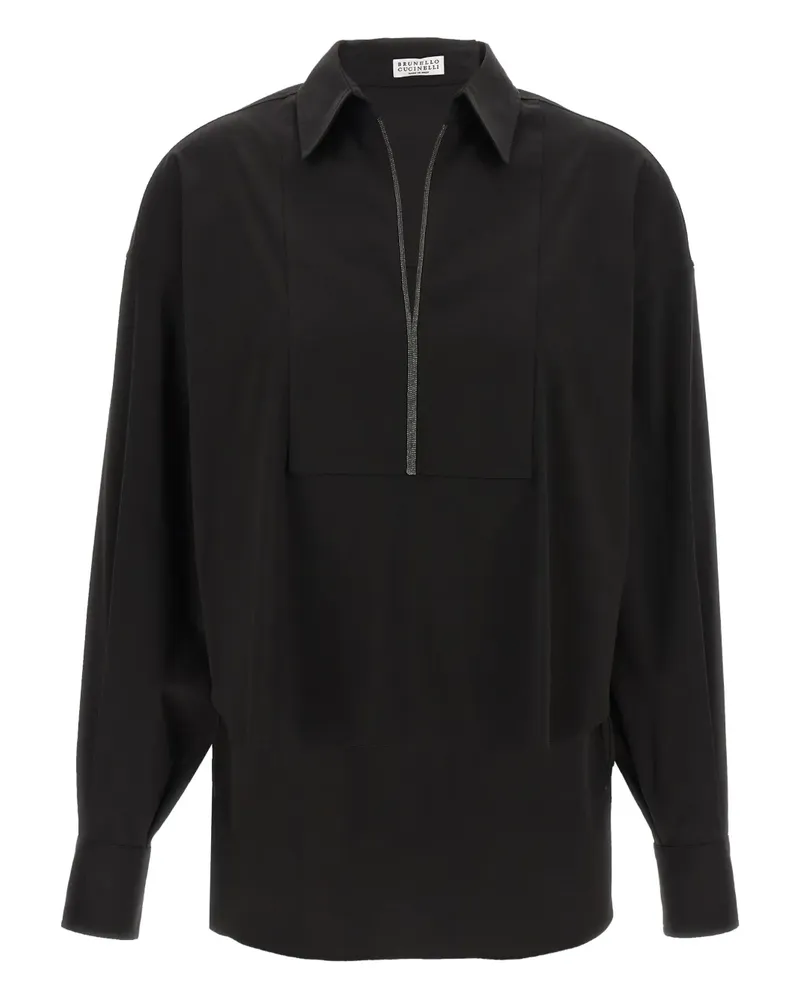 Brunello Cucinelli Monili Bluse mit V-Ausschnitt - Schwarz Schwarz