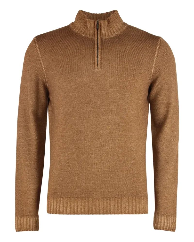 MOORER zip-up funnel-neck sweater - Braun Braun