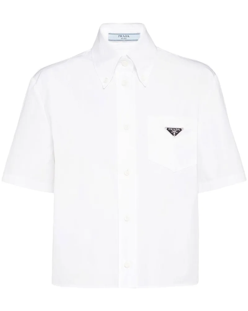 Prada Jeanshemd mit Logo - Weiß Weiß