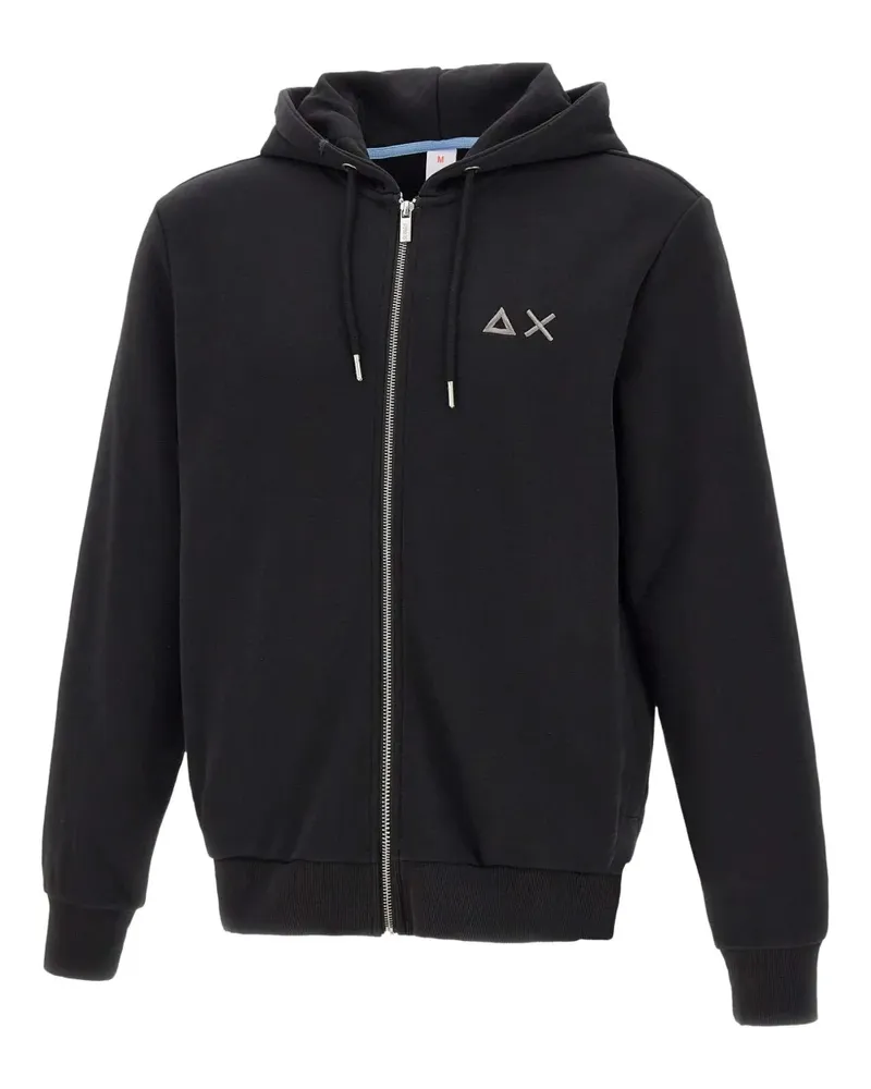 Sun68 zip-up embroidery-logo hoodie - Schwarz Schwarz